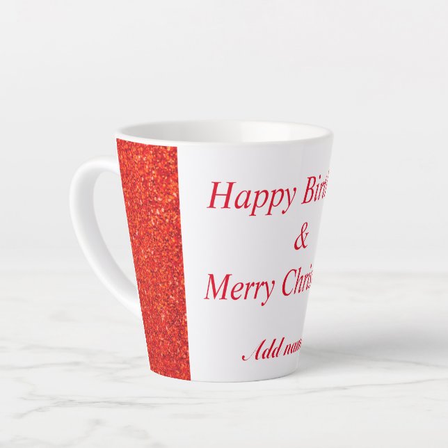 Café Latte Aniversário de ocasião dupla e caneca de Natal (Ângulo esquerdo)