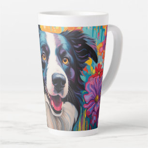 Café Latte Borda de desenho Collie em uma caneca de jardim