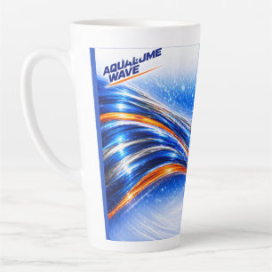 Café Latte Caneca Aqualume Wave – Desenho de Fluxo Abstrato L