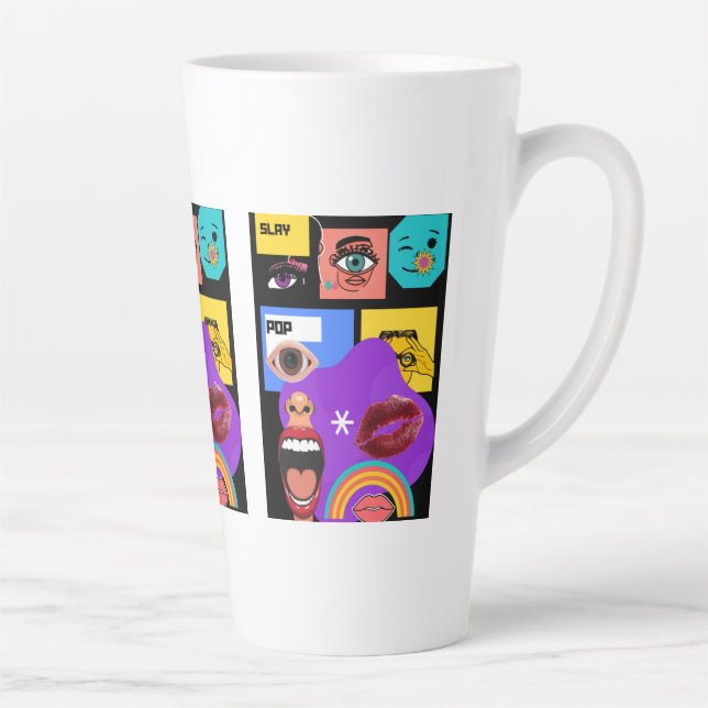 Café Latte Caneca Bold Pop Art | Estilo de quadrinhos retrô (Direita)
