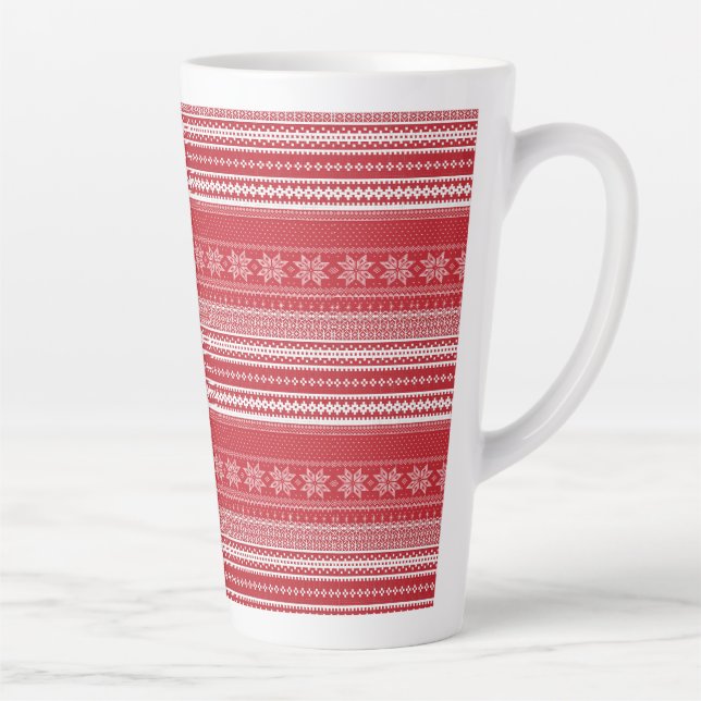 Café Latte Caneca Clássica de Natal Fair Isle (Direita)