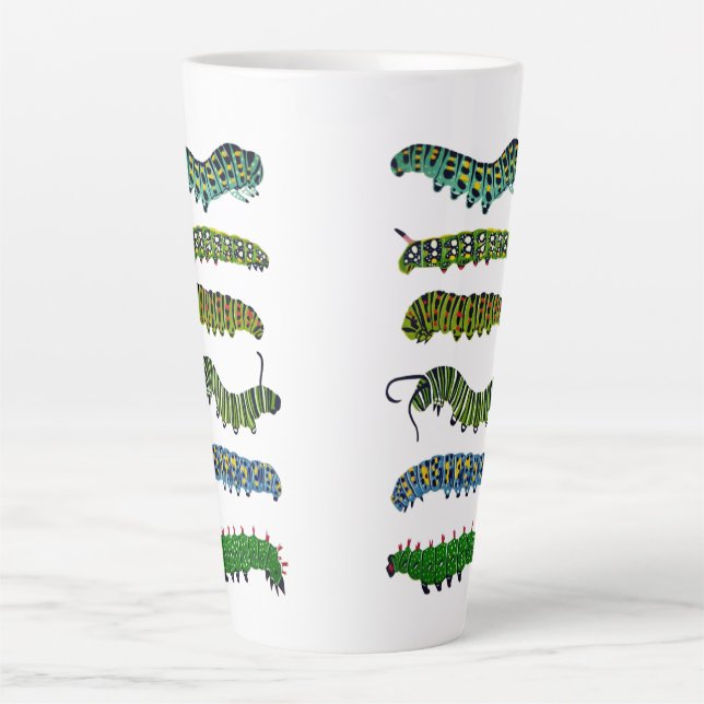 Café Latte Caneca com Ilustração de Lagarta Vintage (Frente)