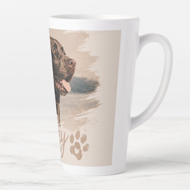 Café Latte Caneca com nome e foto do animal de estimação com  (Direita)