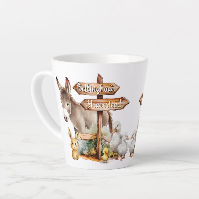 Café Latte Caneca com Placa Personalizada de Animais da Fazen (Ângulo esquerdo)