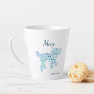 Café Latte Caneca com Silhueta de Poodle Azul Pastel Personal