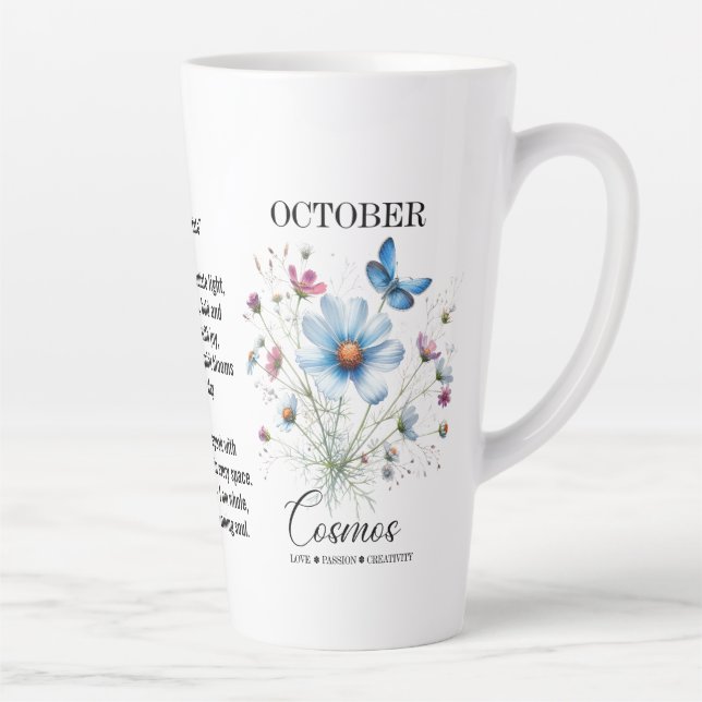Café Latte Caneca da Flor de Nascimento de Outubro Cosmic Sip (Direita)
