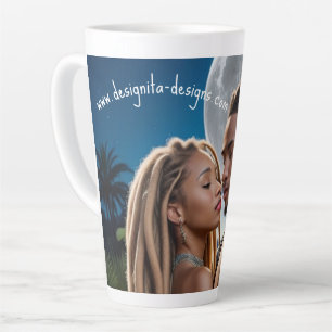 Café Latte Caneca de Amor Casal ao Luar – Arte Digital Românt