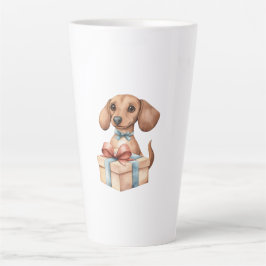 Café Latte Caneca de Aniversário de Dachshund Fofa Um Pouquin