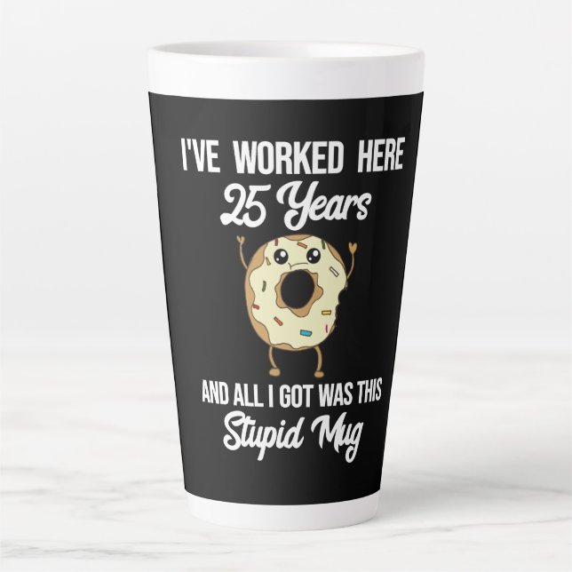 Café Latte Caneca de Apreciação de 25 Anos de Trabalho (Frente)