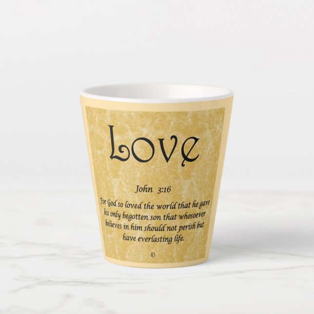 Café Latte caneca de café-Amor 3;16 (Frente)