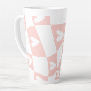 Café Latte Caneca de Coração Abstrato Rosa Claro – Estética M