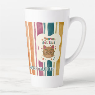 Café Latte Caneca de Gato Professora Personalizada Nome e S