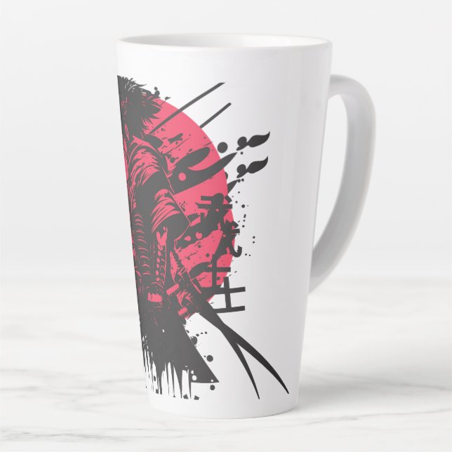 Café Latte Caneca de Guerreiro Samurai – Design do Código Bus (Ângulo direito)