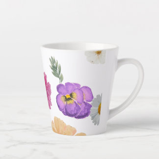 Café Latte Caneca de latão de flor colorida