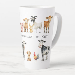 Café Latte Caneca de Leite com Nome da Fazenda e Animais da F