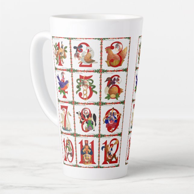 Café Latte Caneca de Natal 12 Dias de Natal (Ângulo esquerdo)