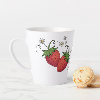 Café Latte Caneca de Par de Morangos