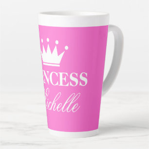 Café Latte Caneca de princesa rosa personalizada com logotipo