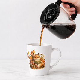 Café Latte Caneca de Raposa Adorável de Outono Lendo Livro |