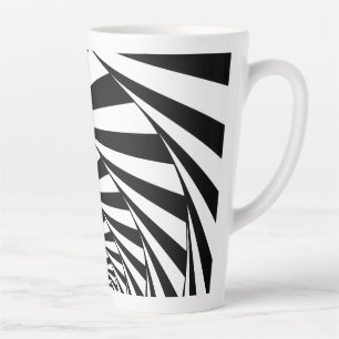 Café Latte Caneca de redemoinho espiral preto e branco abstra
