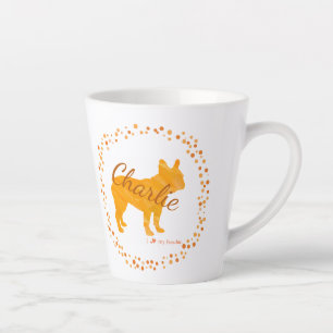 Café Latte Caneca de silhueta de bulldog francês laranja past