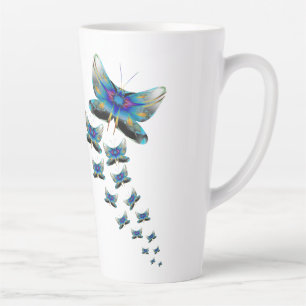 Café Latte Caneca Desfile de Borboletas – Voo Vibrante em Cor