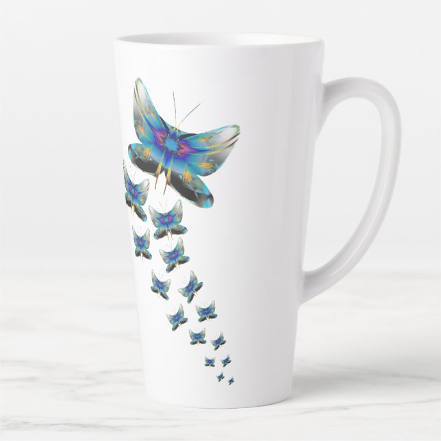 Café Latte Caneca Desfile de Borboletas – Voo Vibrante em Cor (Direita)