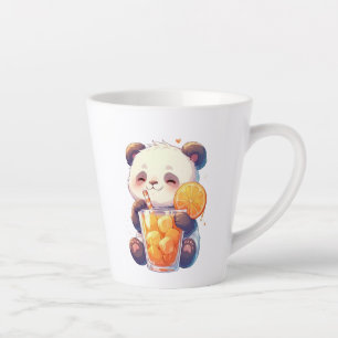 Café Latte Caneca do Panda Fofo Bebendo Suco de Laranja Pan