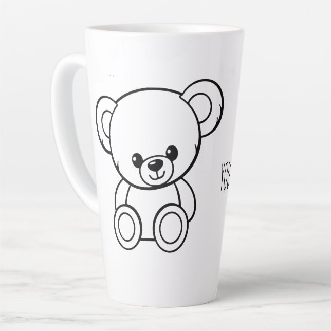 CAFÉ LATTE CANECA EDITÁVEL DE PERSONAGEM (Ângulo esquerdo)