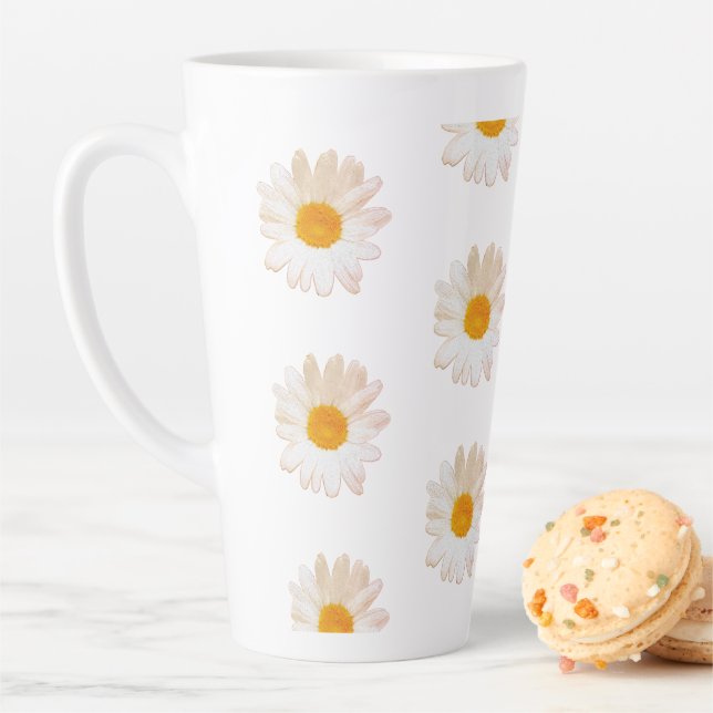 Café Latte Caneca Flor de Margarida – Verão Botânico Aconcheg (In Situ)