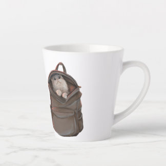 Café Latte Caneca Gato na Mochila – Aventura Caprichosa de Ou