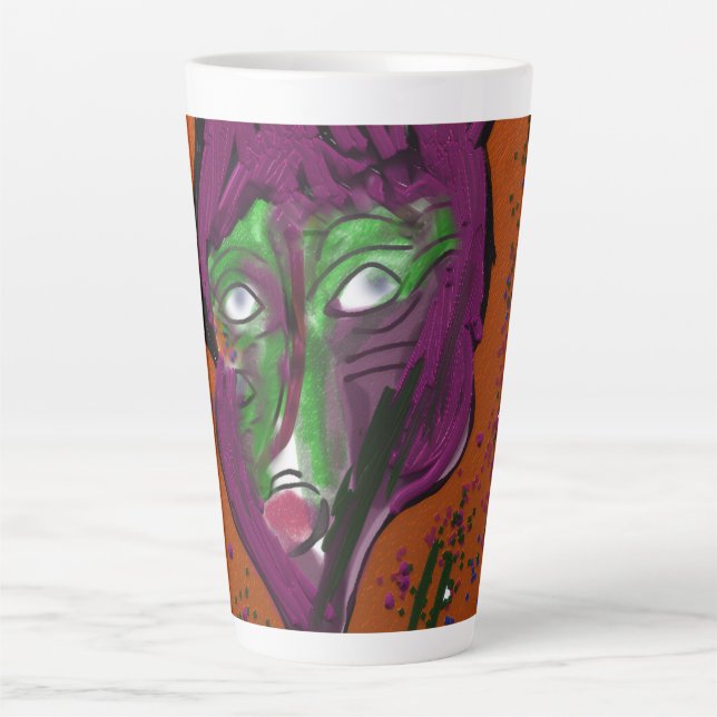Café Latte Caneca Grande de Desenho Animado Maluco (Frente)