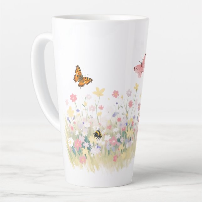 Café Latte Caneca Grande de Prado de Verão (Ângulo esquerdo)
