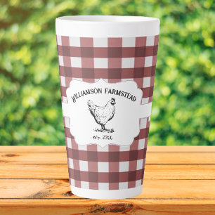 Café Latte Caneca Latente de Xadrez de Buffalo Vermelha