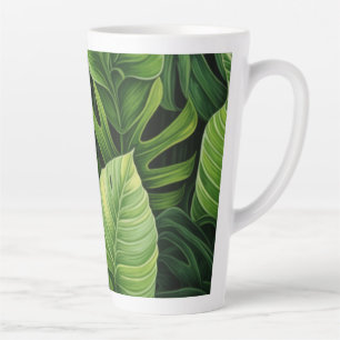 Café Latte Caneca Lateral - Caneca Alta com design de folha