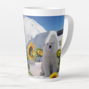 Café Latte Caneca Latina de Urso Polar de Girassol