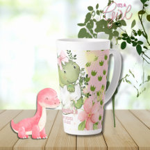 Caneca Personalizada com Pegada de Dino Rosa Prese
