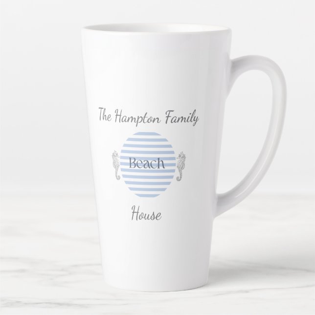 Café Latte Caneca Personalizada de Casa de Praia, Faixa Coste (Direita)