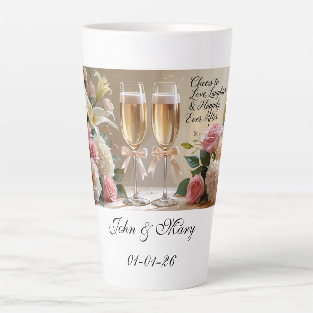 Café Latte Caneca Personalizada de Noiva - Um brinde ao Amor (Frente)