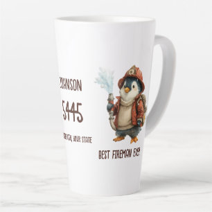 Café Latte Caneca Personalizada de Presente de Bombeiro Pingu
