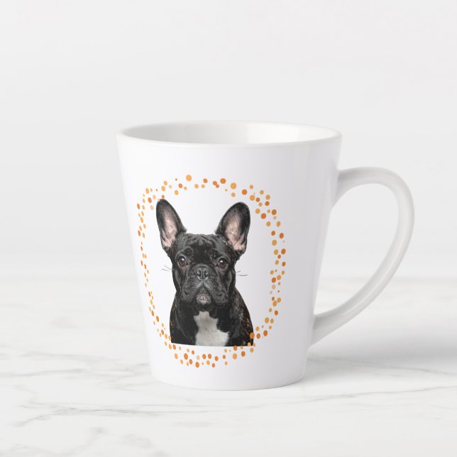 Café Latte Caneca personalizada laranja pastel com foto de bu (Direita)