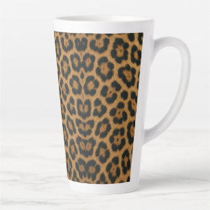 Café Latte Caneca Textura e Padrão de Pele de Leopardo 