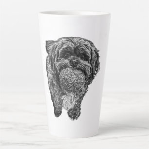 Café Latte Caniche Imperial com Bola Caneca de Arte Preto e