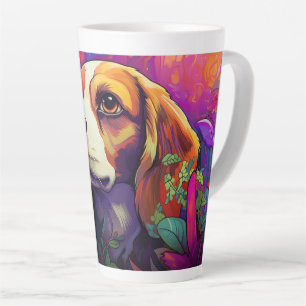 Café Latte Cartoon Beagle em uma caneca de jardim
