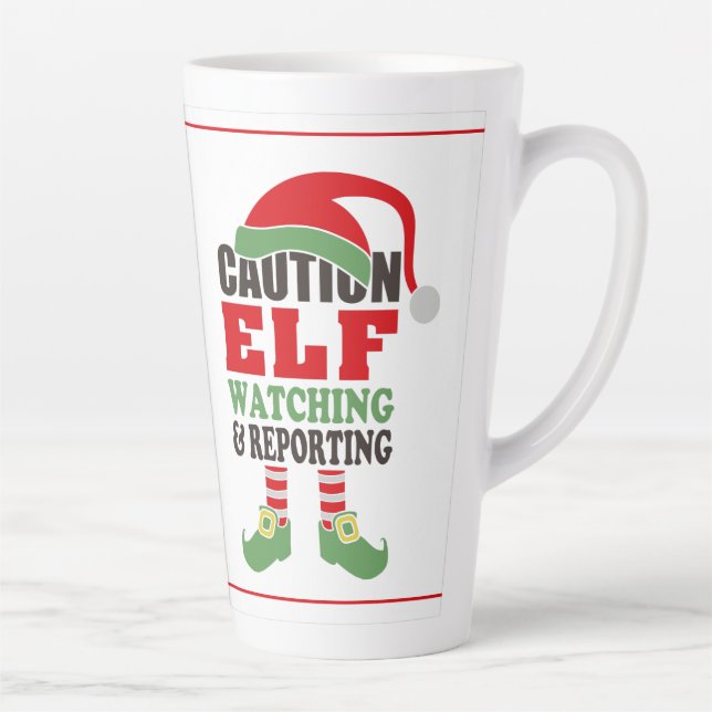Café Latte Diversão ELF ASSISTINDO A Caneca de Natal (Direita)