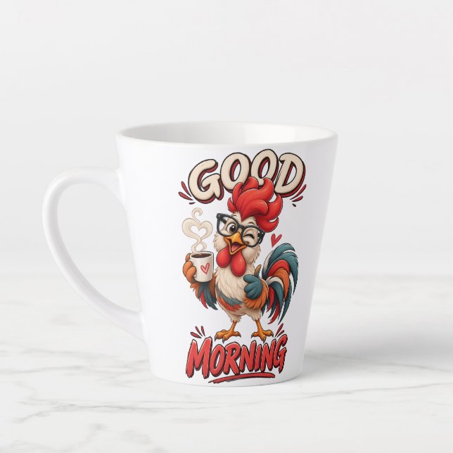 Café Latte Frango de desenho animado fofo com caneca | (Esquerda)