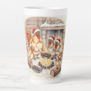 Café Latte Frangos de Natal Assando Castanhas, Caneca de Latt
