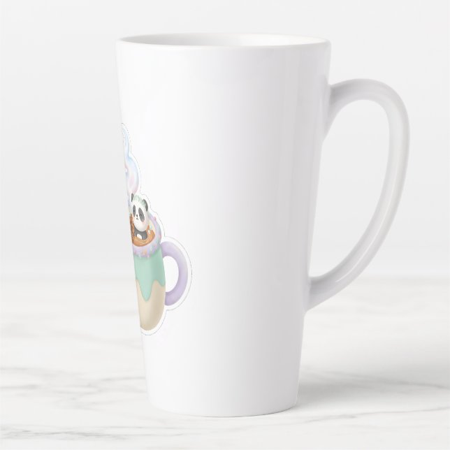 Café Latte Ilustração de Panda Kawaii Fofo em Caneca de Chá (Direita)