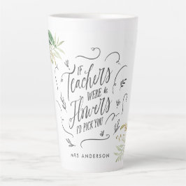 Café Latte Obrigado floral cor-de-rosa, sua caneca latina de 