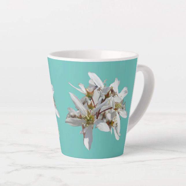 Café Latte Pó do Flor de Elevação. Caneca de Lata Azul (Ângulo direito)
